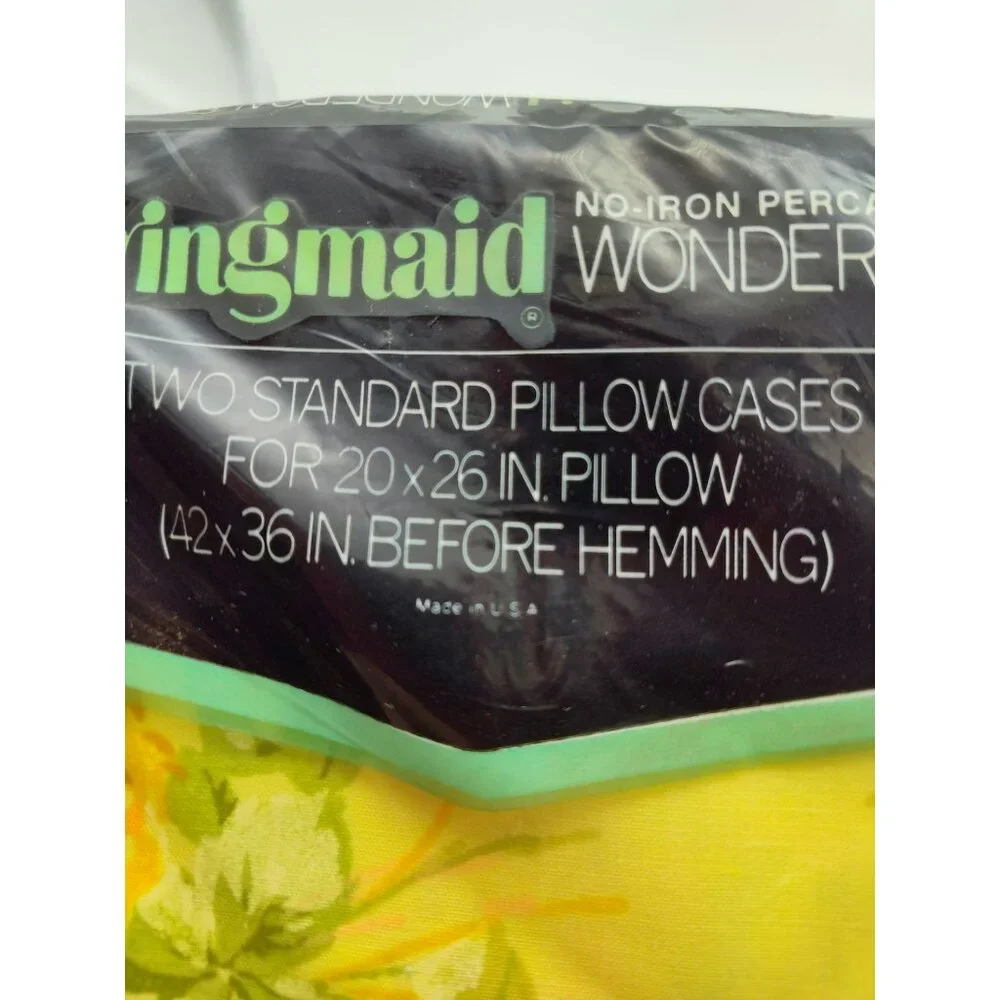 Vintage Springmaid Standard Pillowcase Set, Percale, Regal Rose, Yellow w Pink
